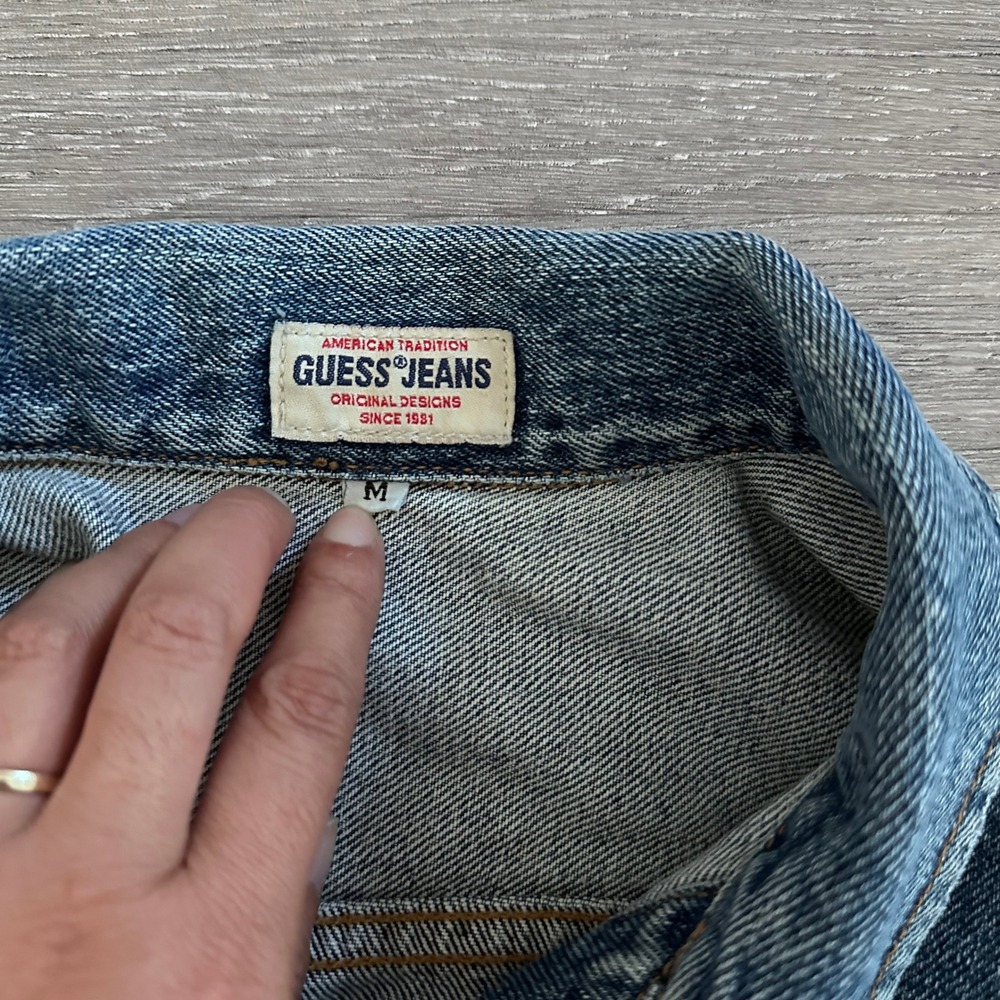 Vintage Guess Jeans Denim Jacket Medium Wash 2nd Freedom Graphic Womens M 90s - Picture 4 of 11